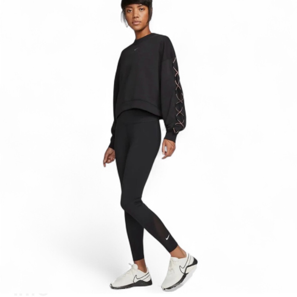 NIKE ONE Women TIGHT & DRI FIT HIGH RISE Yoga 7/8Leggings-Black - Picture 4 of 14